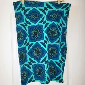 NWOT Lularoe Turquoise Floral Cassie Pencil Skirt sz L